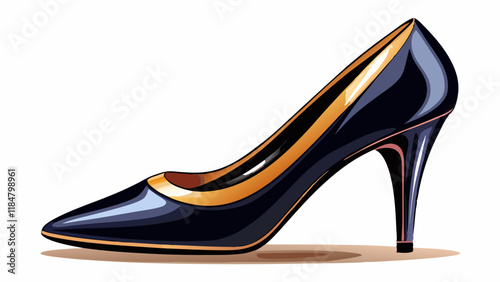 Black elegant shoe for woman on white, clipping path