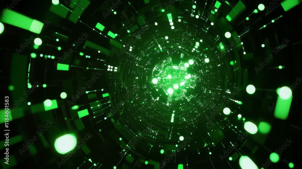 Hypnotic Green Technological Tunnel Design Hypnotic Green Technological Tunnel Design