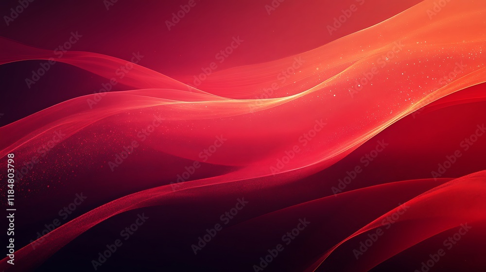 Obraz premium Abstract Red Waves with Glowing Particles Background