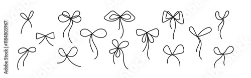 Bow line collection Minimal vector thin art stroke