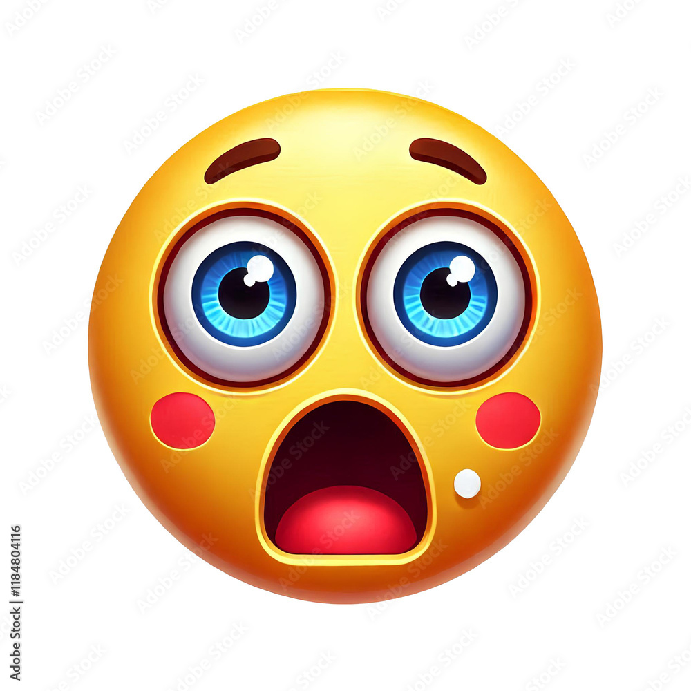 Fototapeta premium Shocked Emoji with Open Mouth on White Background