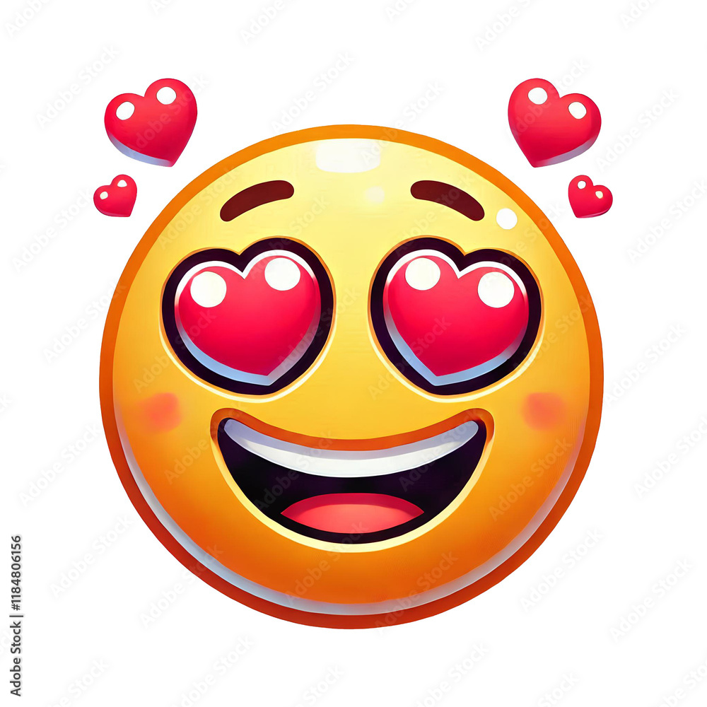 Obraz premium Smiling Heart Eyes Emoji in Fun Cartoon Design