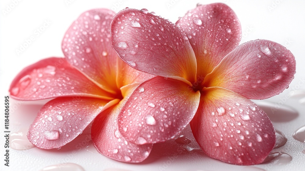Dew-kissed pink flowers, spa backdrop, beauty Dew-kissed pink flowers, spa backdrop, beauty