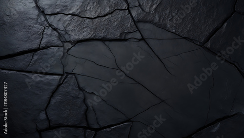 Dark cracked slate texture with a moody and natural stone background photo