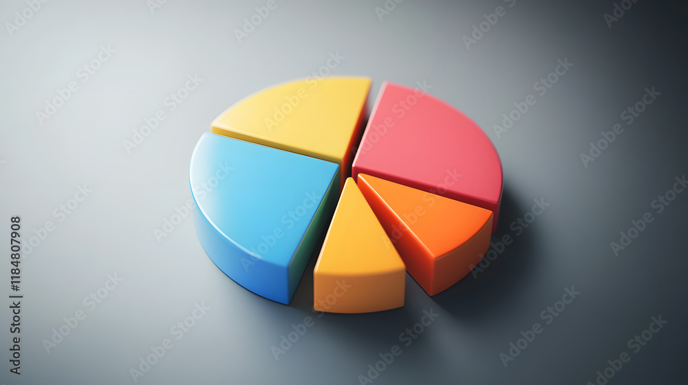 A dynamic pie chart with floating segments each representing a financial category. A dynamic pie chart with floating segments each representing a financial category.