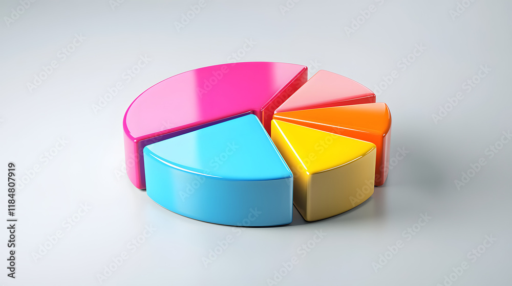 Obraz premium A dynamic pie chart with floating segments each representing a financial category.