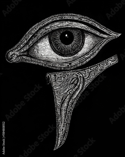 Eye of Horus Ancient Egyptian black and white illustration photo