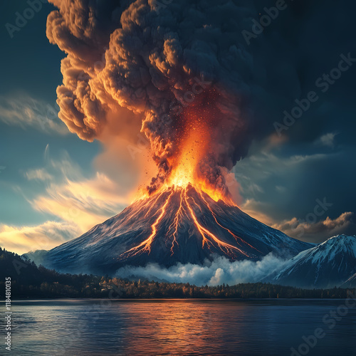 mountain in eruption