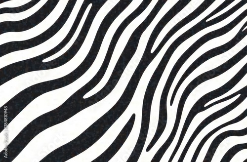 A bold zebra print wallpaper in monochrome tones of black and white, featuring large-scale stripes