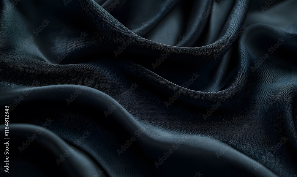 Fototapeta premium Use a soft focus effect on black fabric with gentle creases and wrinkles