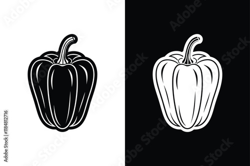 Bell pepper icon vector on White Background ,Vector Art Illustration on white background.