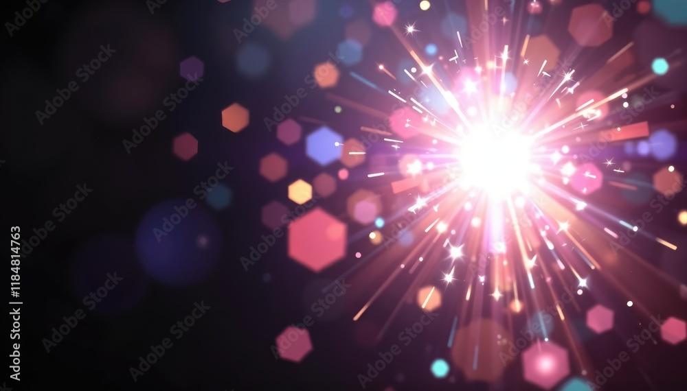 Fototapeta premium Vibrant burst of light and color celebratory designs backgrounds