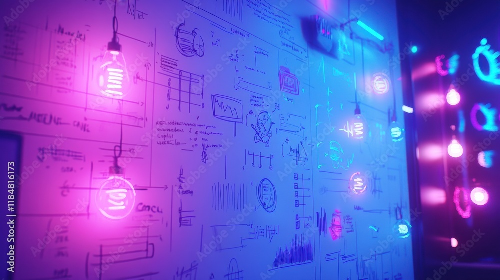 Obraz premium Business Analysis Notes with LED Lighting