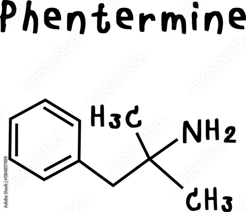 Phentermine or chemical structure of Phentermine isolate vector on transparency background photo