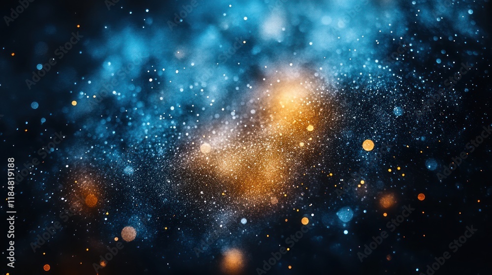 Obraz premium Abstract background with vibrant blue and orange bokeh lights.