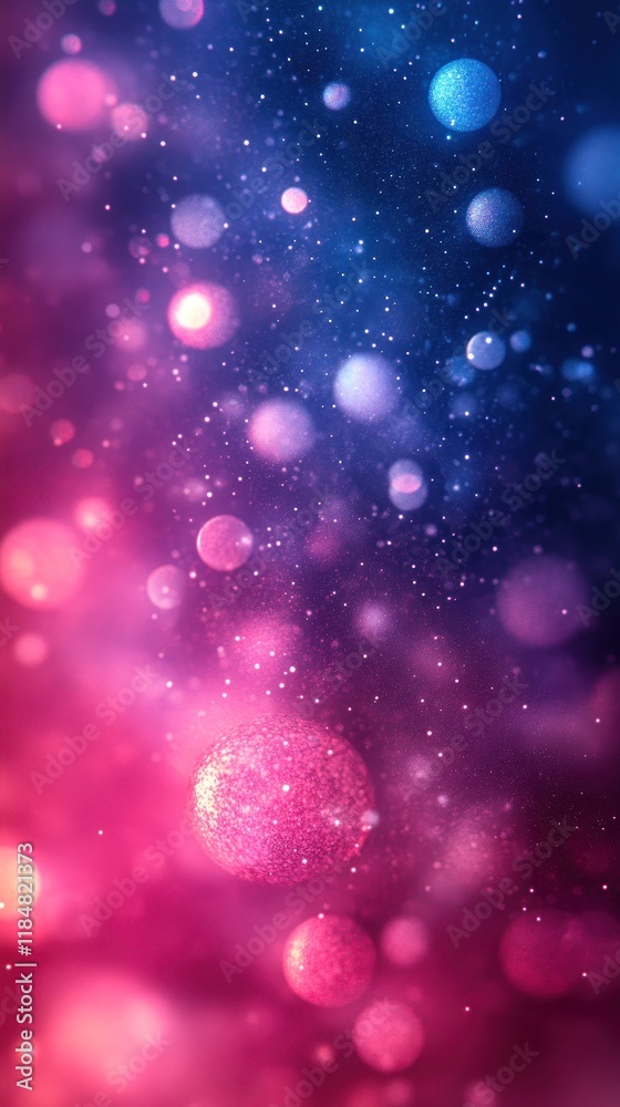 Obraz premium Abstract bokeh lights, pink and blue gradient background.