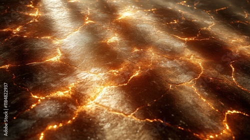 Glowing Cracked Earth, Inferno Background, Texture photo