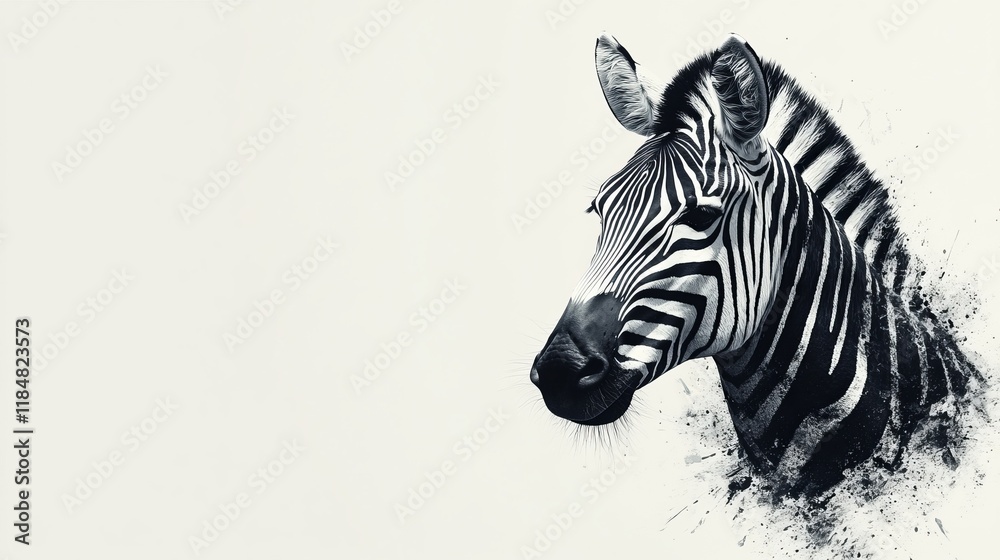 Stunning Zebra Portrait - A Powerful and Elegant Animal in Black and White