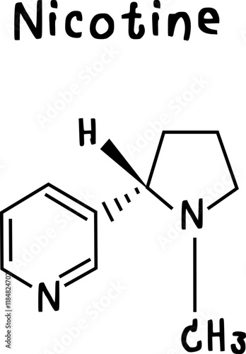 nicotine or chemical structure of nicotine isolate vector on transparency background