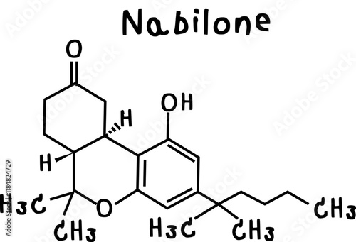 Nabilone or chemical structure of Nabilone isolate vector on transparency background