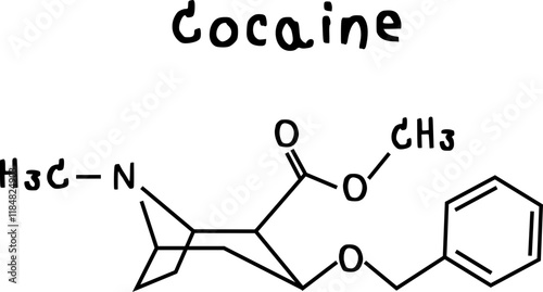 Cocaine or chemical structure of Cocaine isolate vector on transparency background