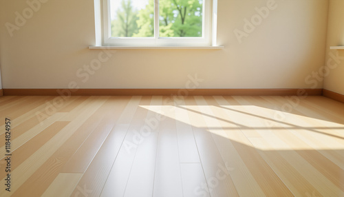 Cozy wooden floor with natural light from window