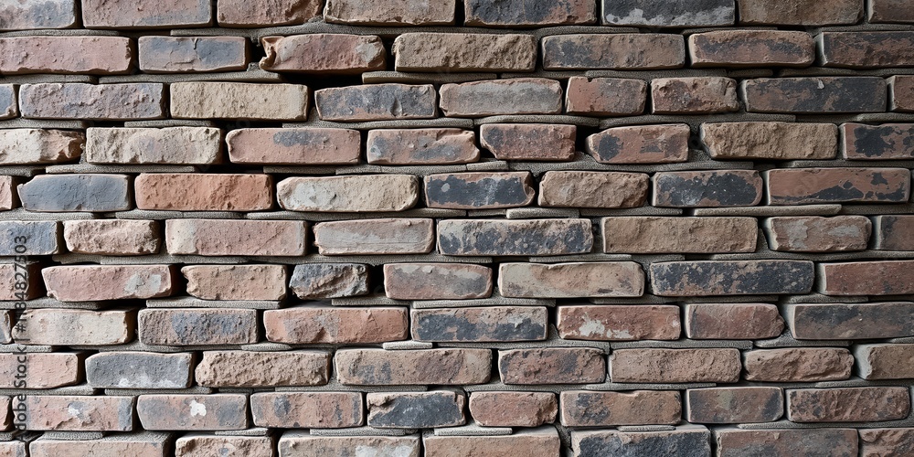 Obraz premium Rustic Reclaimed Brick Wall Texture Aged Brown and Gray Tones Masonry Background
