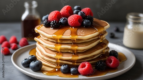 Wallpaper Mural pancakes with berries and chocolate Torontodigital.ca