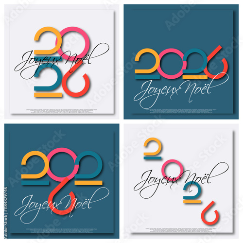Joyeux Noël 2026 - vecteur pour affiche bannière salutation et célébration dde Noël 2026.