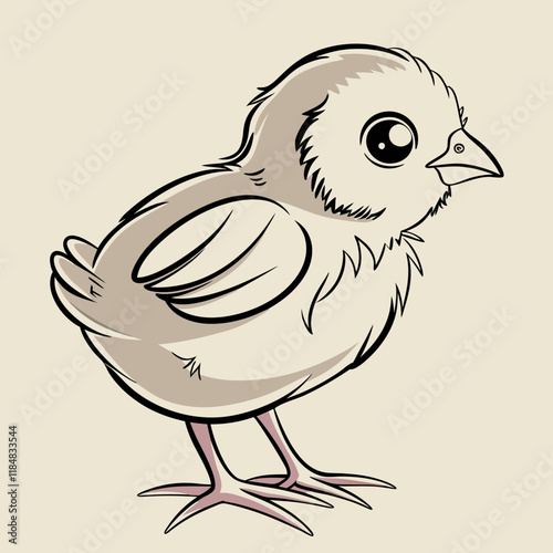 Cute cartoon chick illustration on beige background