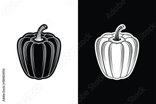 Bell pepper icon vector on White Background ,Vector Art Illustration on white background.