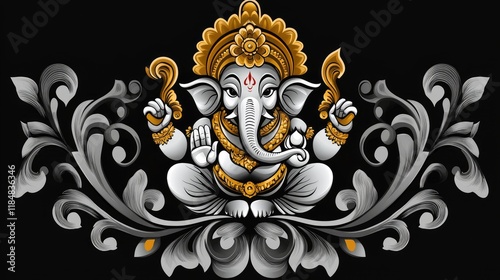 Celebrating ganesh chaturthi festival india digital art vibrant background close-up view cultural significance
