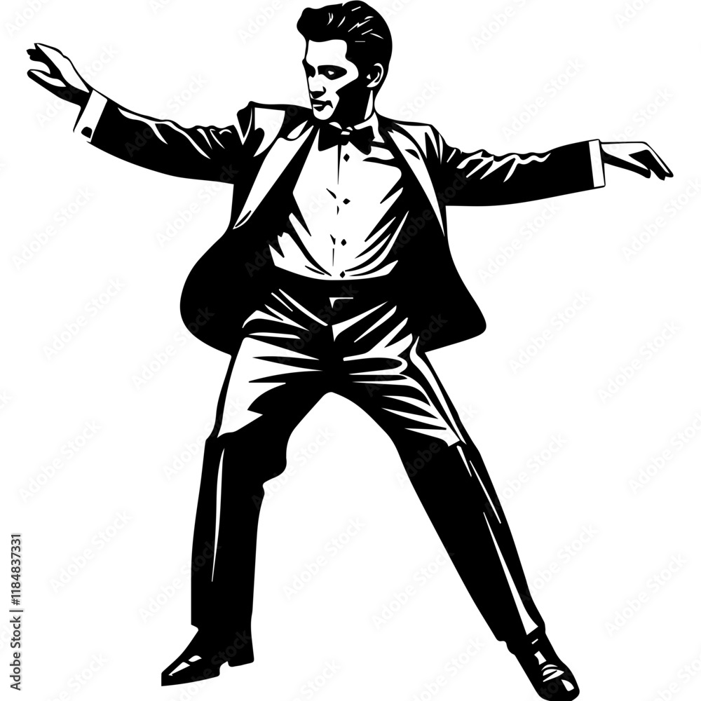 business man dancing moves silhouette illustration business man dancing moves silhouette illustration