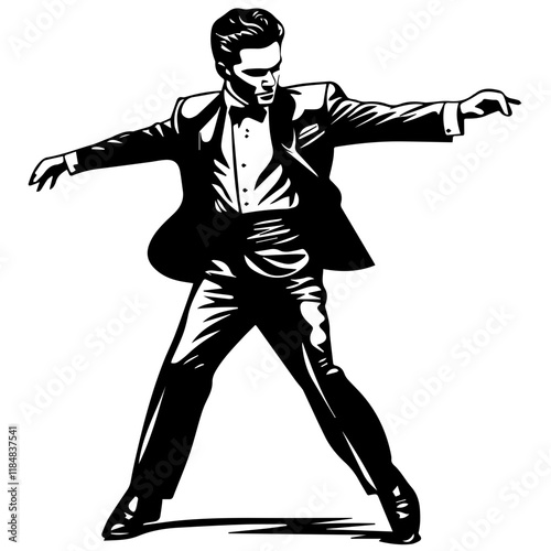 business man dancing moves silhouette illustration 