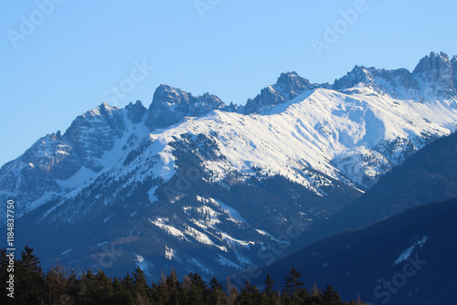 Mountain landscape in the winter season photo