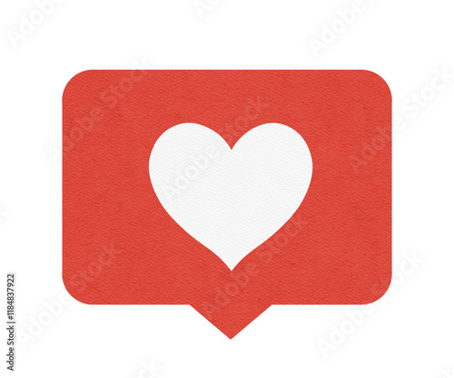 Social media like notification icon with heart symbol in bright red and white color scheme
