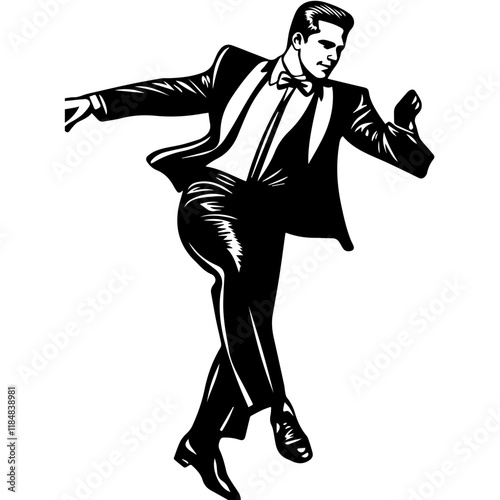 business man dancing moves silhouette illustration 
