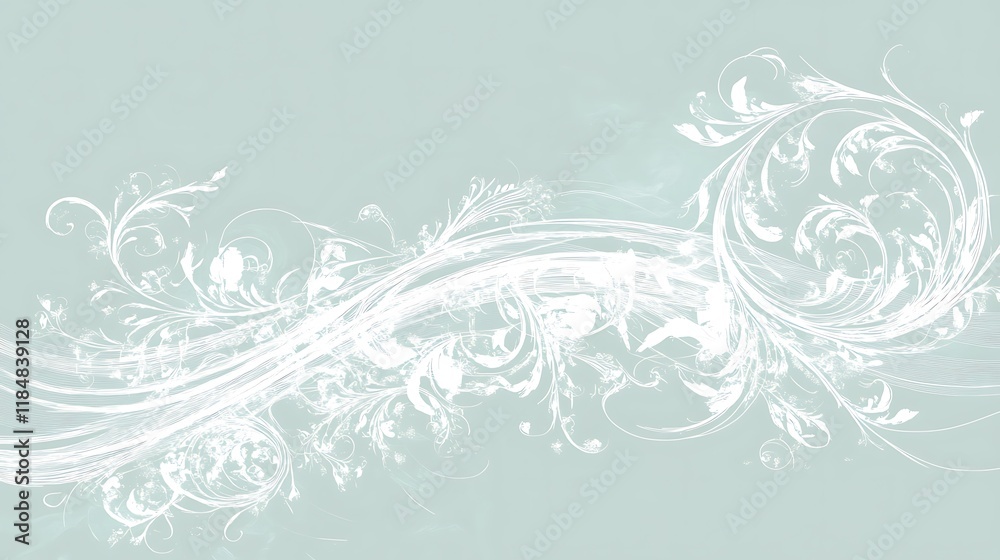 Elegant White Floral Design on a Light Green Background Elegant White Floral Design on a Light Green Background