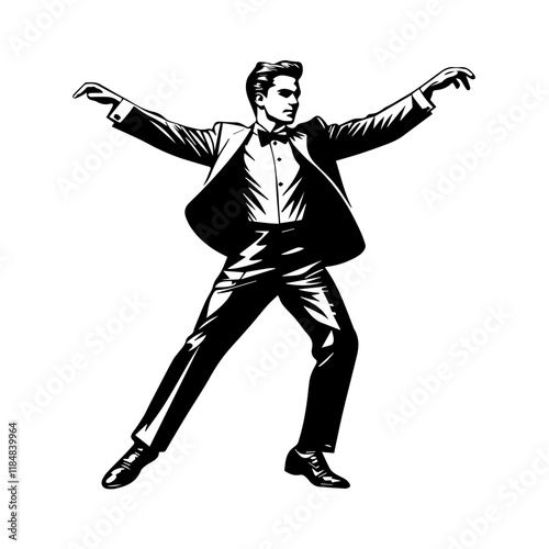 business man dancing moves silhouette illustration 