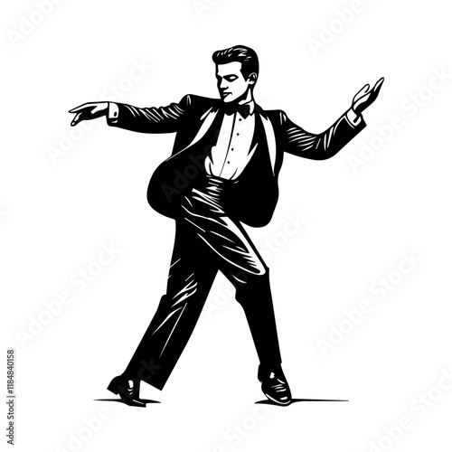 business man dancing moves silhouette illustration 