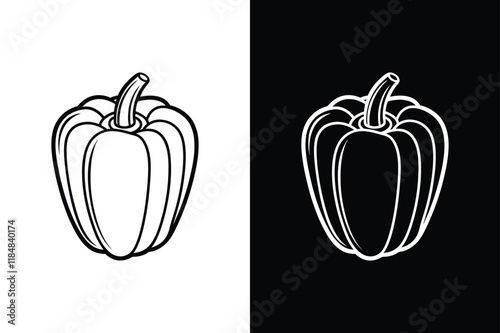 Bell pepper icon vector on White Background ,Vector Art Illustration on white background.