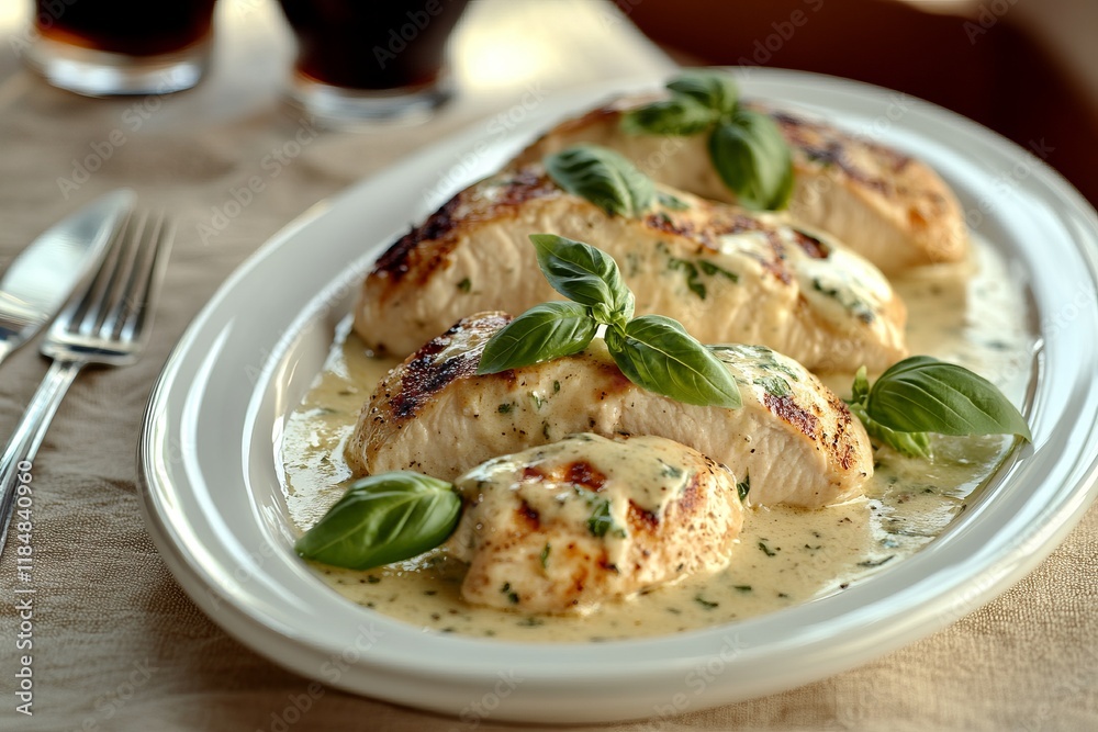 Grilled Chicken Breast with Creamy Basil Sauce: A Culinary Delight Grilled Chicken Breast with Creamy Basil Sauce: A Culinary Delight