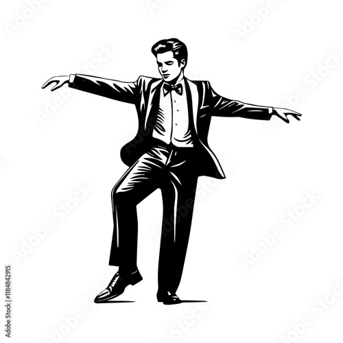 business man dancing moves silhouette illustration 