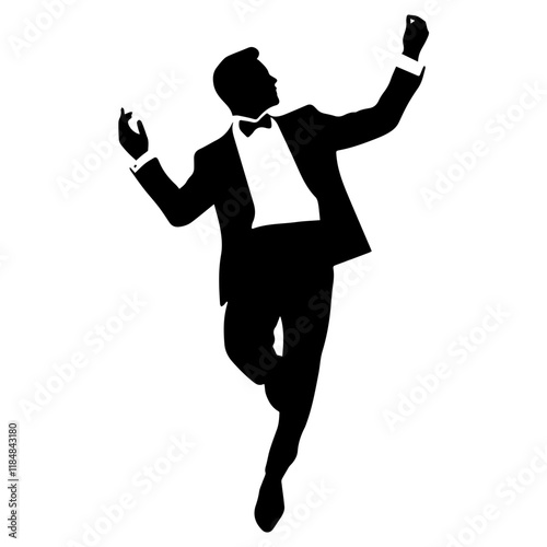 business man dancing moves silhouette illustration 