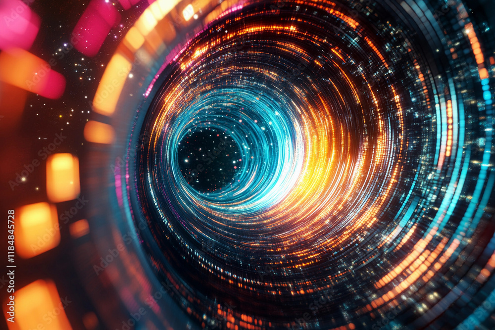 Obraz premium Fluid Information Flow: Digital Streams of Colorful Data in Motion
