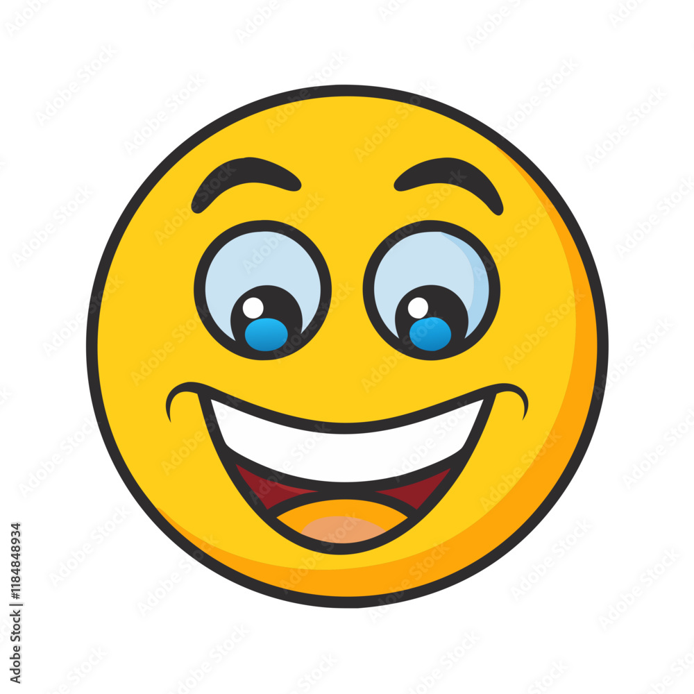 Black And White Smiling Cartoon Funny Face With Happy Expression. Vector Illustration Isolated On White Background Black And White Smiling Cartoon Funny Face With Happy Expression. Vector Illustration Isolated On White Background