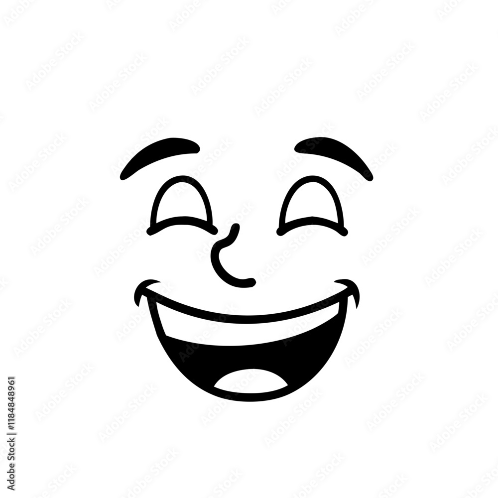 Laughing Emoji line art on white background Laughing Emoji line art on white background