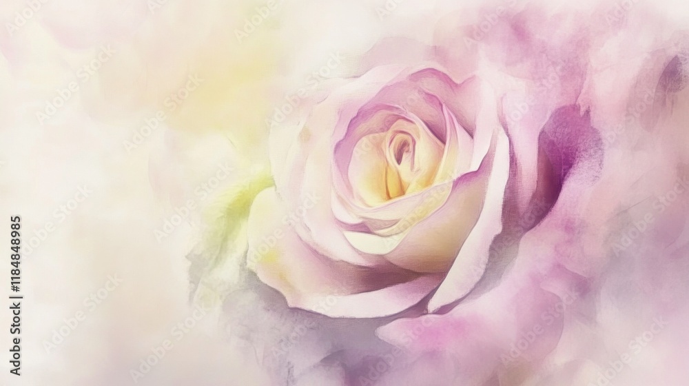 Fototapeta premium Delicate Pastel Rose Painting: A Soft Floral Masterpiece