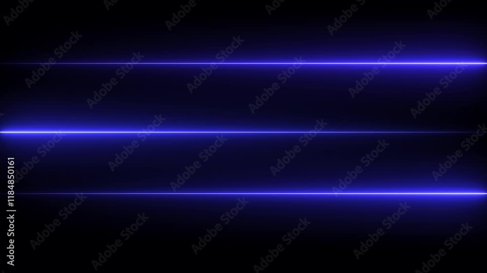 Seamless loop animation of glowing horizontal neon lines streaming across on the screen. Seamless loop animation of glowing horizontal neon lines streaming across on the screen.
