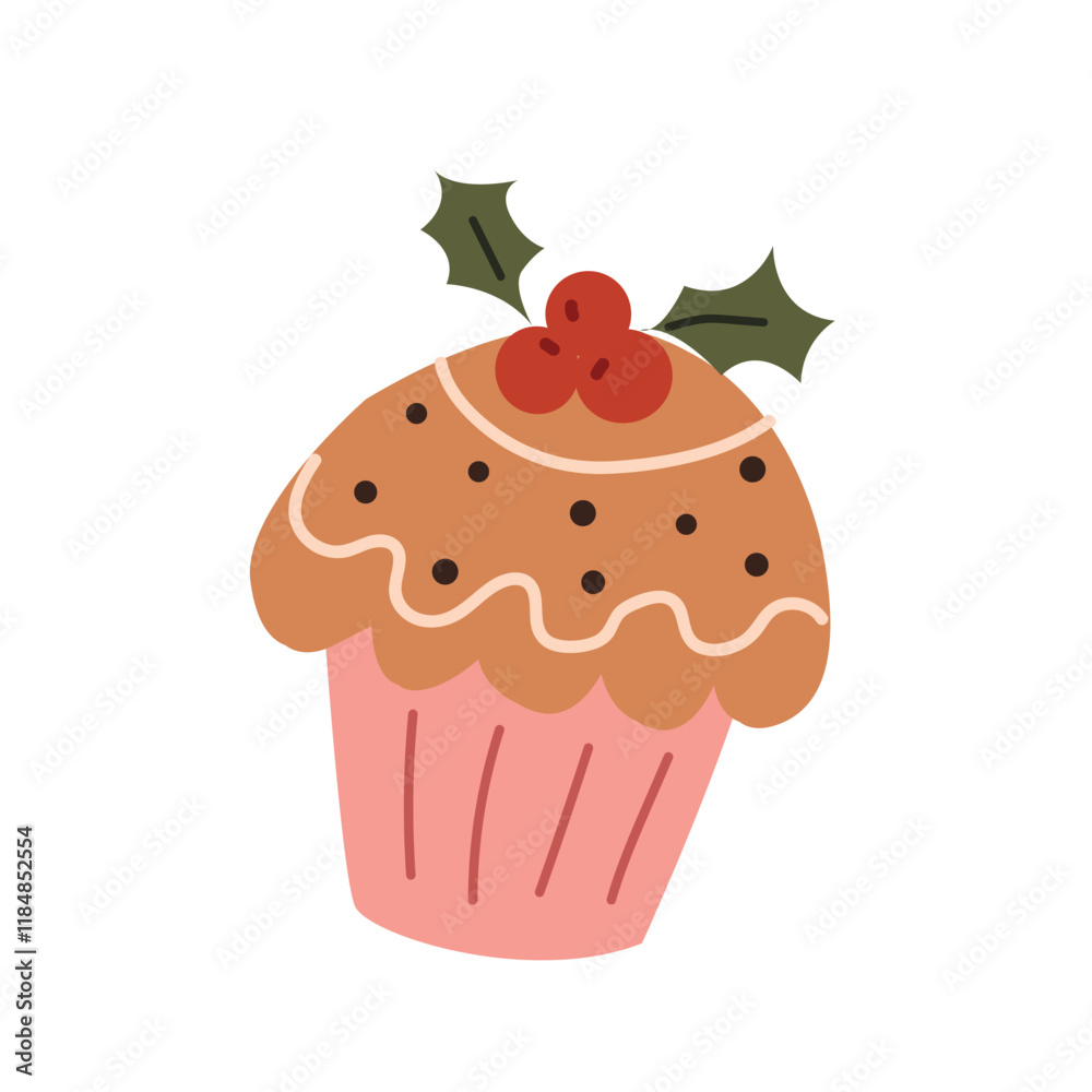 cupcake vector illustration . christmas cupcake cupcake vector illustration . christmas cupcake